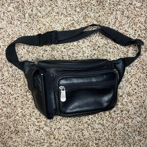 Black Leather Men's Waist Bag